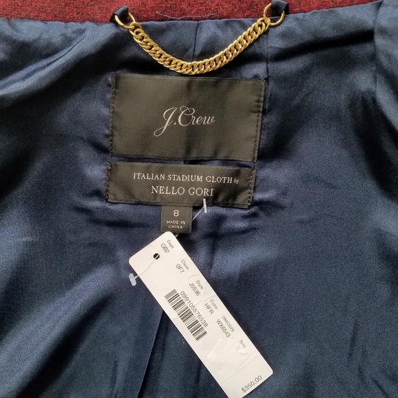 24 Hour Price drop J.Crew Wine Italian Stadium Wool Cocoon Coat Size8 - Picture 11 of 13